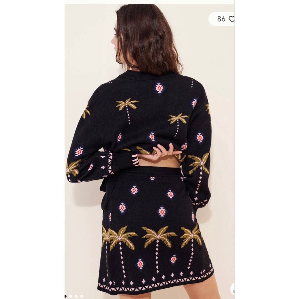 NEVER FULLY DRESSED| Tropical HAVANA KNIT Wrap SKIRT $198 retail Med EUC - Picture 7 of 8
